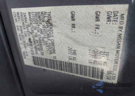 2018 Nissan Altima 2.5 Sr from USA, damaged, VIN 1N4AL3AP8JC479105